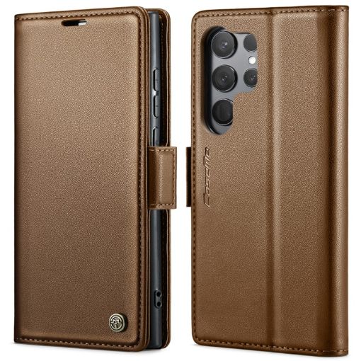Samsung Galaxy S23 Ultra 5G CaseMe 023 Leather RFID Phone Case Brown - 1