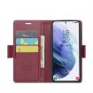 Samsung Galaxy S21+ 5G CaseMe 023 Butterfly Buckle Leather Case Wine Red - 4
