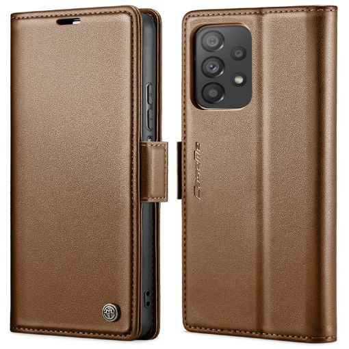 Samsung Galaxy A72 CaseMe 023 Butterfly Buckle RFID Leather Case Brown - 1