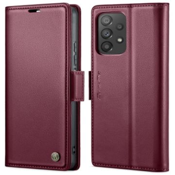 Samsung Galaxy A72 CaseMe 023 Leather Phone Case, Wine Red, RFID Secure - 1