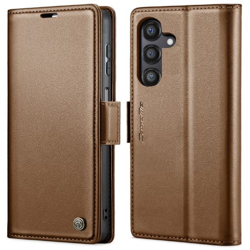 Samsung Galaxy A14 CaseMe 023 Butterfly Buckle Leather Case (Brown) - 1