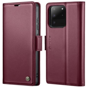 Samsung Galaxy S20 Ultra CaseMe 023 Butterfly Buckle Leather Case (Wine Red) - 1