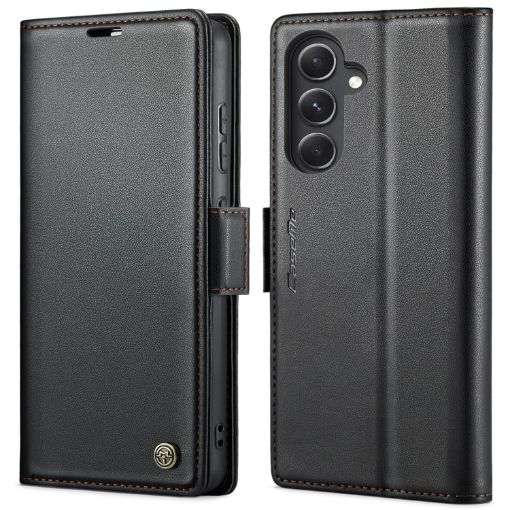 Samsung Galaxy S23 FE 5G Case - CaseMe 023 Butterfly Buckle Leather (Black) - 1