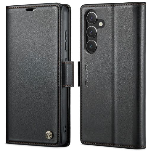 Samsung Galaxy S24+ CaseMe 023 Butterfly Buckle RFID Leather Case Black - 1