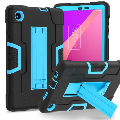 TCL Tab 8 LE/WiFi Silicone Hybrid PC Case with Holder - Black Blue - 1