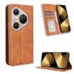 Huawei Pura 80 Ultra 5G Leather Phone Case, Magnetic Buckle, Brown Retro - 1