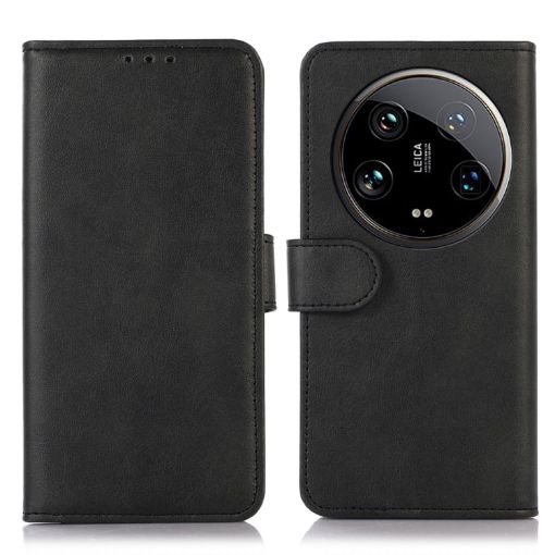 Xiaomi 14 Ultra Black Cow Texture Leather Phone Case - 1