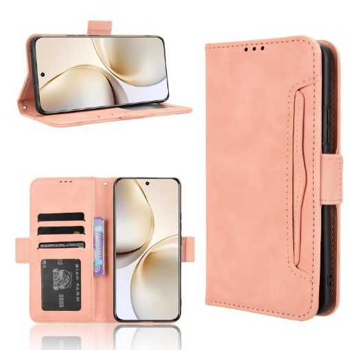 Realme 14 Pro+ 5G Pink Leather Phone Case with Card Slots - 1