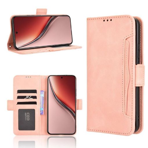 Realme P3 Ultra 5G Pink Leather Phone Case with Card Slots - 1