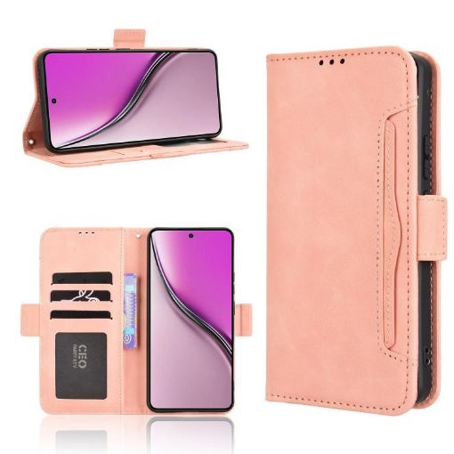 Realme P3 5G/Neo7x 5G Pink Leather Phone Case with Card Slots - 1