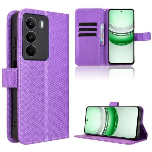 Realme C71 4G Purple Diamond Texture Leather Phone Case - 1