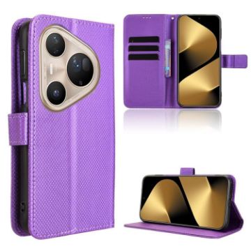 Huawei Pura 80 Ultra 5G Purple Diamond Texture Leather Phone Case - 1