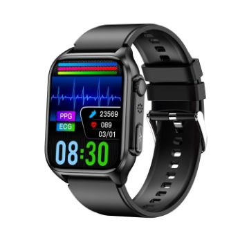 TK12 1.96" IP67 Waterproof Smart Watch with ECG, Bluetooth Call, Black - 1
