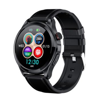 TK22 Smart Watch: 1.39" IP67 Waterproof, ECG, Blood Sugar, Leather Band - 1