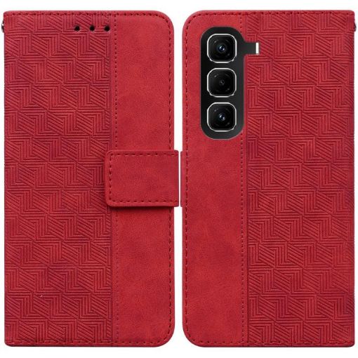Infinix Hot 50 Pro 4G Red Geometric Embossed Leather Phone Case - 1