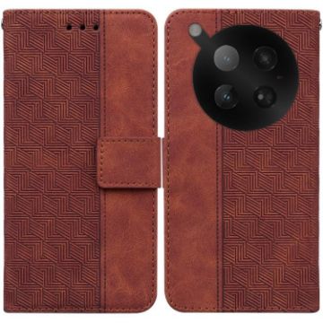 Infinix Zero 40 4G/5G Brown Geometric Embossed Leather Phone Case - 1