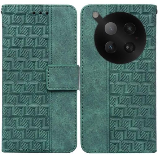Infinix Zero 40 4G/5G Green Geometric Embossed Leather Phone Case - 1