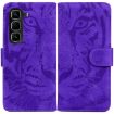 Infinix Hot 50 Pro 4G Flip Leather Case - Tiger Embossing, Purple - 1