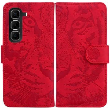 Infinix Hot 50 Pro+ 4G Red Tiger Embossing Flip Leather Phone Case - 1