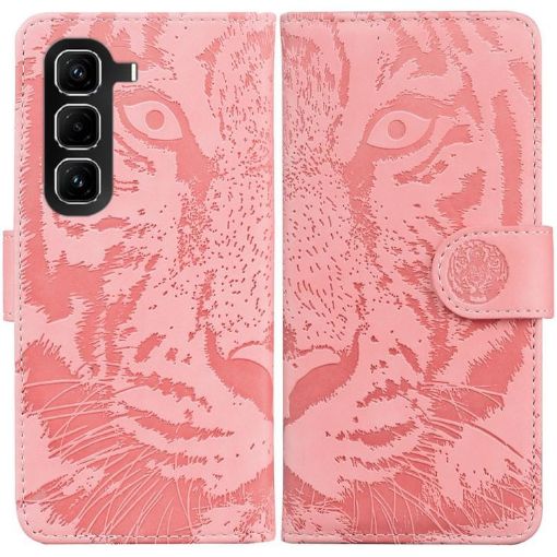 Infinix Hot 50 Pro+ 4G Pink Tiger Embossing Flip Leather Case - 1