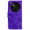 Infinix Zero 40 Flip Leather Case - Tiger Embossing Pattern, Purple - 4