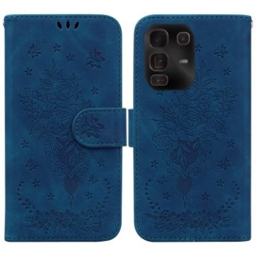 Infinix Note 50 Pro+ Blue Butterfly Rose Embossed Leather Phone Case - 1