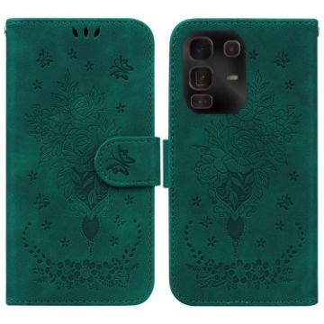 Infinix Note 50 Pro+ Green Butterfly Rose Embossed Leather Case - 1
