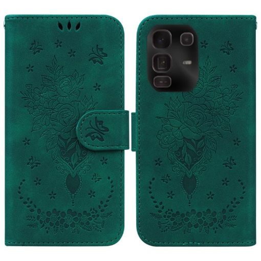 Infinix Note 50 Pro+ Green Butterfly Rose Embossed Leather Case - 1