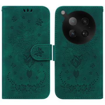 Infinix Zero 40 4G/5G Green Butterfly Rose Embossed Leather Case - 1