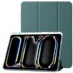 iPad Pro 13 2024 Dark Green Clear Acrylic 3-Fold Leather Case - 1
