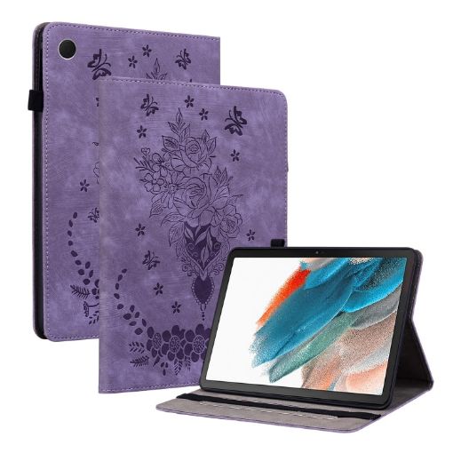 Samsung Galaxy Tab A8 10.5 2021 Butterfly Rose Leather Case Purple - 1