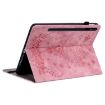 Samsung Galaxy Tab S9+ Pink Butterfly Rose Embossed Leather Case - 5