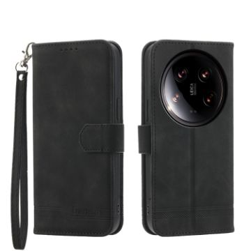 Xiaomi 14 Ultra Dierfeng TPU + PU Leather Phone Case - Black - 1