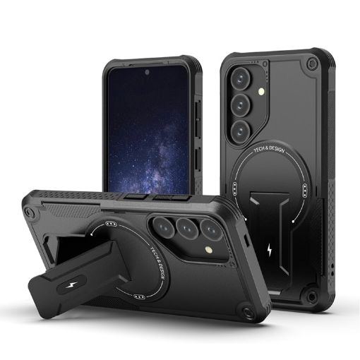 Samsung Galaxy A35 Armor MagSafe Holder Hybrid TPU Case - Black - 1