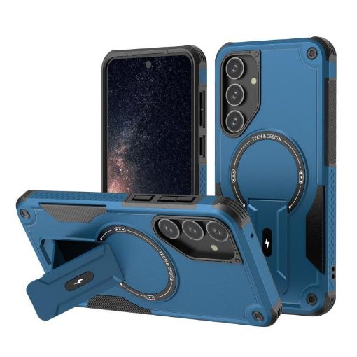 Samsung Galaxy A25 5G Armor MagSafe Holder Hybrid Case - Dark Blue - 1