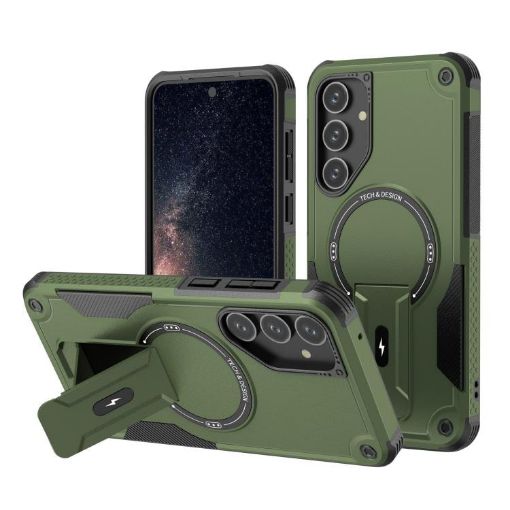 Samsung Galaxy A25 5G Armor MagSafe Holder Case Army Green - 1