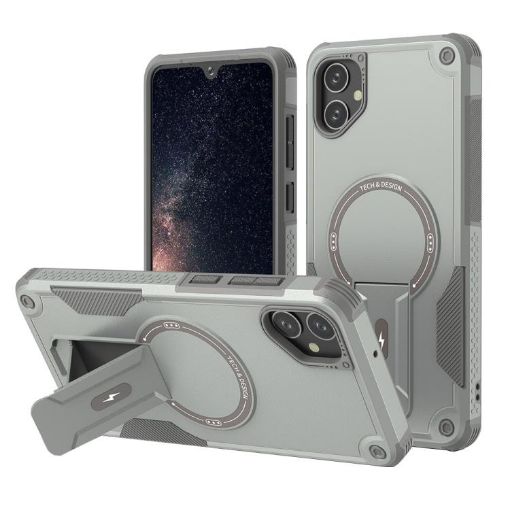 Samsung Galaxy A05 Grey Armor MagSafe Holder Hybrid TPU Case - 1