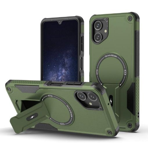 Samsung Galaxy A06 Armor MagSafe Holder Hybrid Case Army Green 4G/5G - 1