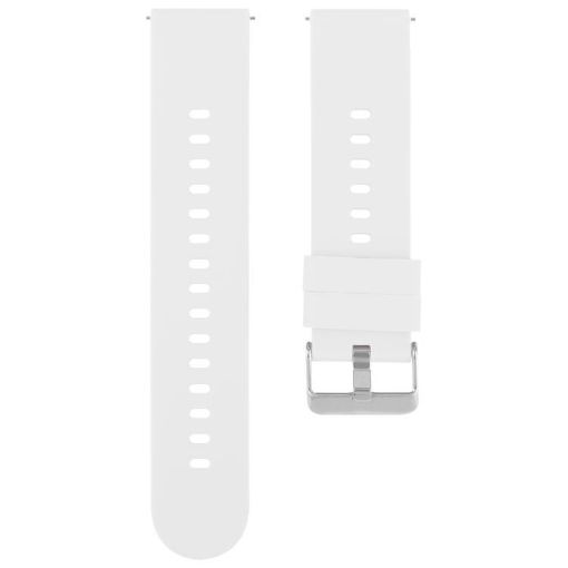 White 18mm Silicone Watch Band with Solid Color Steel Buckle - 1