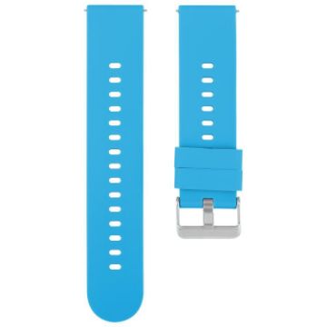 Blue 20mm Silicone Watch Band with Steel Buckle - Solid Color - 1