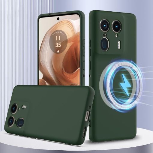 Motorola Edge 50 Ultra Shockproof Silicone Magsafe Case - Dark Green - 1