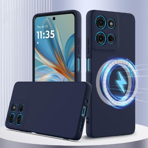 Moto G75 5G Shockproof Silicone Magsafe Case - Navy Blue - 1