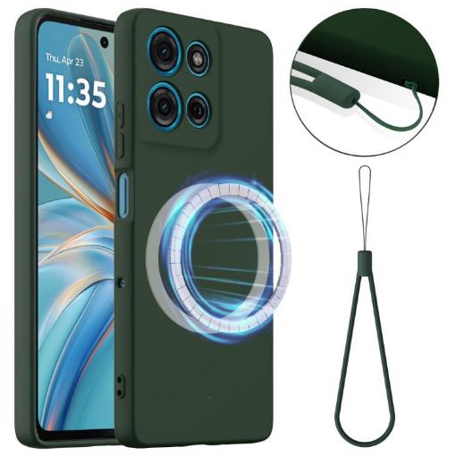 Moto G15/G15 Power Shockproof Silicone Magsafe Case - Dark Green - 1