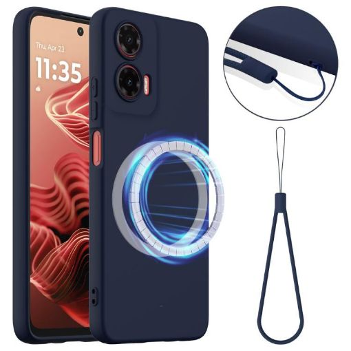 Moto G35 5G Shockproof Silicone Magsafe Case - Navy Blue - 1