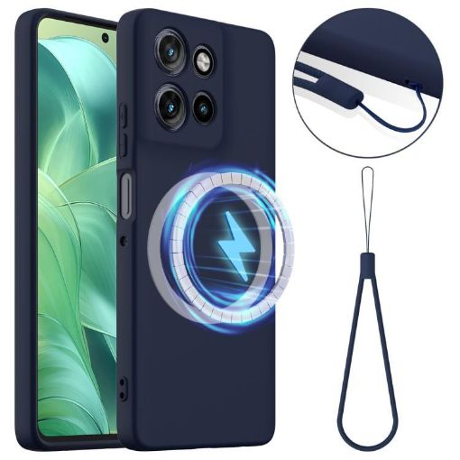 Moto G Power 2025 Shockproof Silicone Magsafe Case - Navy Blue - 1