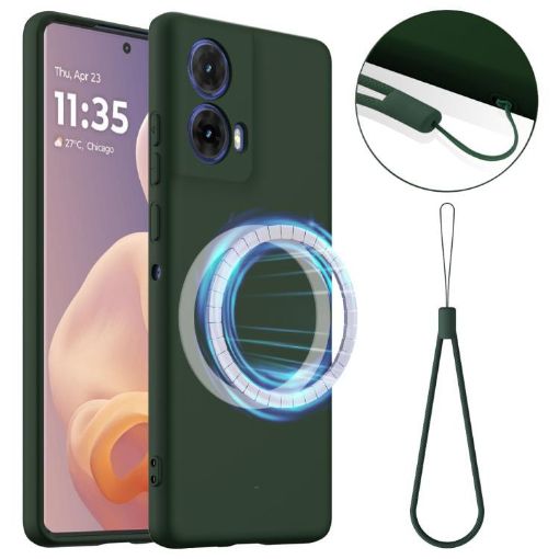 Motorola Moto G34/G45 5G Shockproof Silicone Magsafe Case Dark Green - 1