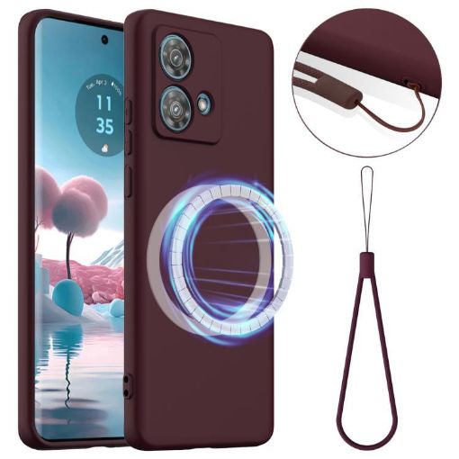 Motorola Edge 40 Neo Shockproof Silicone Magsafe Case - Plum Color - 1