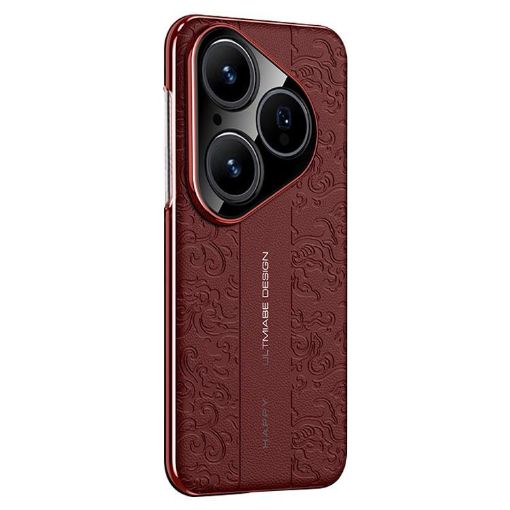 Huawei Pura 80 5G Red Leather PC Phone Case with Cloud Dragon Pattern - 1