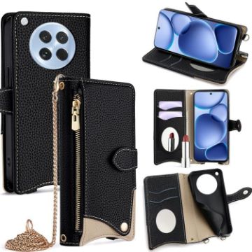 OPPO Find X8s Black Crossbody Chain Fishtail Litchi Leather Case - 1