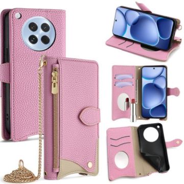 OPPO Find X8s Pink Crossbody Chain Fishtail Litchi Leather Case - 1